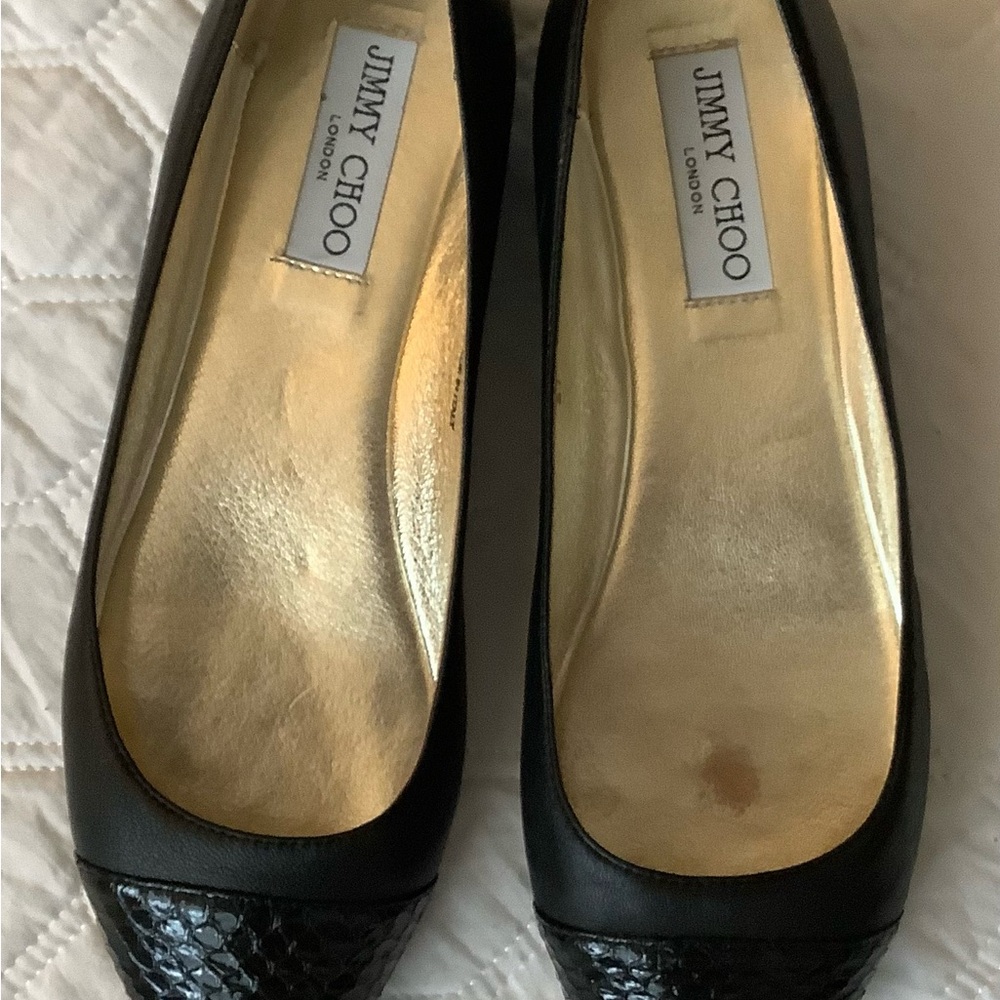Jimmy Choo Black and Gold Women's Shoes
